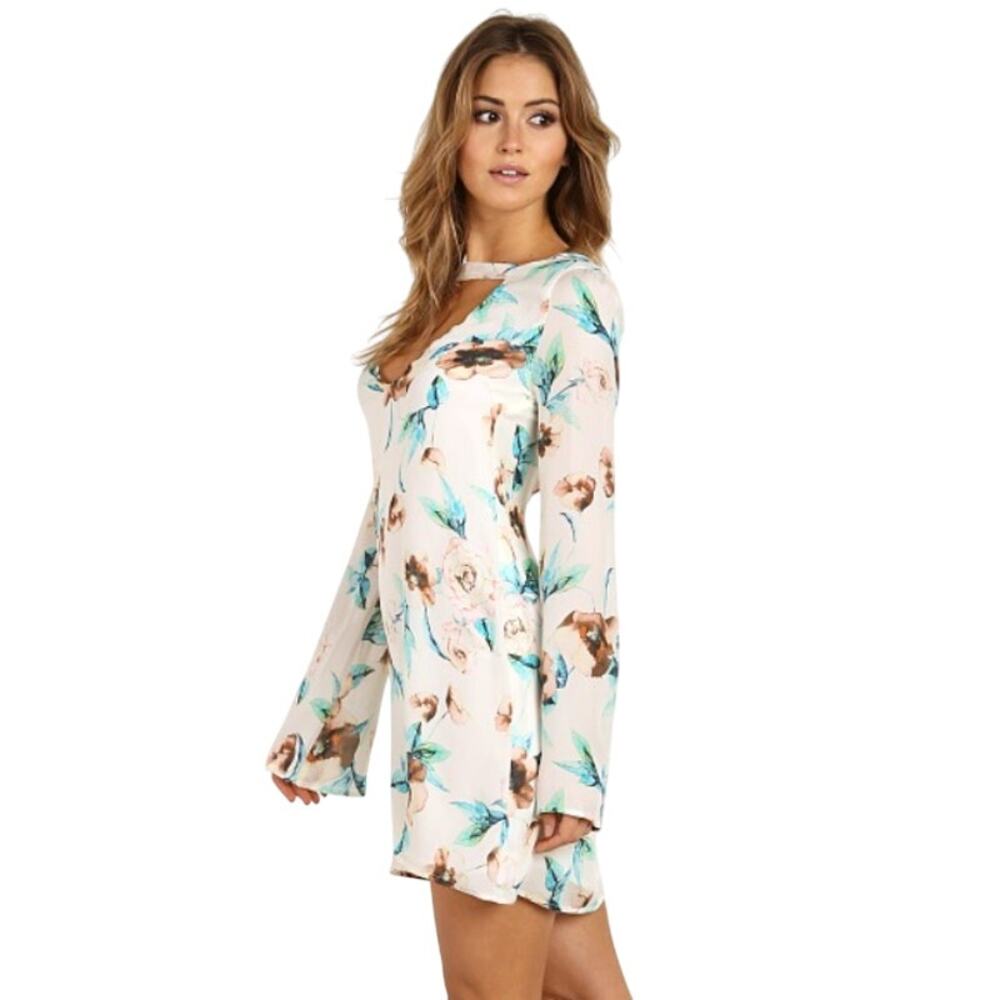 Stone Cold Fox Ivory Cosmo Romee Silk Cutout Dress 4 Boho - Picture 3 of 14